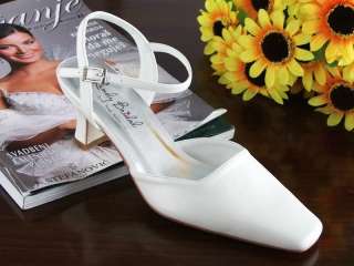 Landybridal Wedding Bridesmaid Shoes Accessories Mid Heel Satin White 