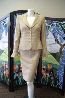 Escada 4 piece SUIT Jacket Skirt Pants (NWT) Blouse light Beige $1500 
