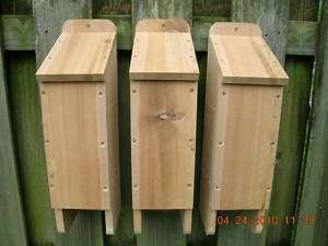 Four (4) Chamber Cedar Wood Bat House (Bat Box) 3 Pack  