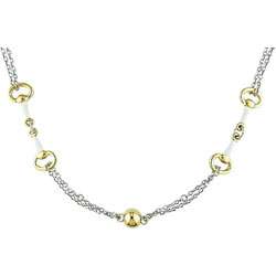 Goldplated Sterling Silver and White Enamel Necklace  