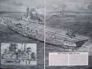1955 HMS ARK ROYAL British Aircraft Carrier Ship Superstructure 