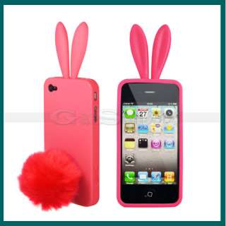 Red Bunny Rabito Rabbit Rubber Case Cover For iPhone 4G  