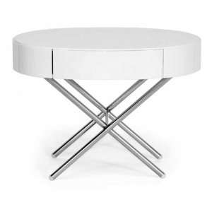   Coquille White Modern Oval Coffee Table with Drawer