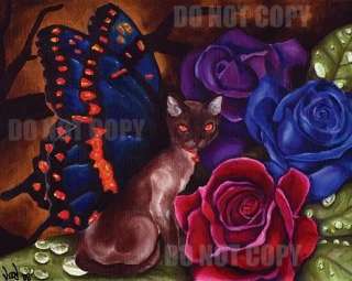 ORIGINAL OIL PAINTING CAT BUTTERFLY Fairy Art by VERN  