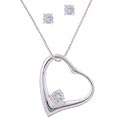 Icz Stonez Sterling Silver CZ Heart Solitaire Necklace/ Earring Set 