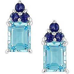 Sterling Silver Sky Blue Topaz and Iolite Earrings  