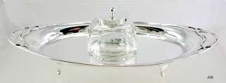   1904 English Sterling Silver & Cut Glass Inkwell and Stand  