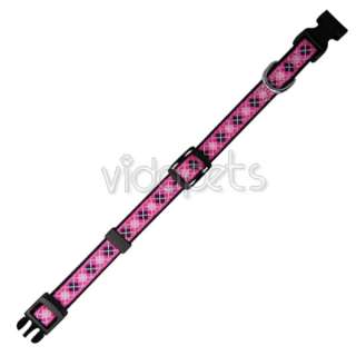   Pink Ribbon Nylon Dog Collar + 4ft Matching Leash Durable Small  