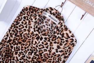 New Korea Style Leopard Printl long sleeve fashion tops shirt  