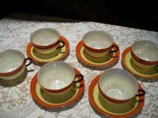 Mid Century Modern Vintage Lot 11 Opalescent Orange Yellow Cups 