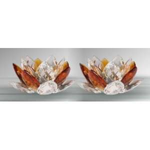  Crystal Collections Amber Color Candleholders Set of 2 