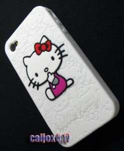 Hello Kitty White Silicone Case Cover for iPhone 4 4G  