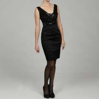 Jax Womens Black Sequin Detail Evening Dress  