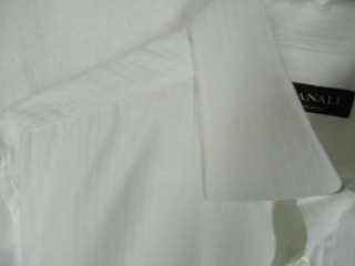 CANALI Mens White Button Up Dress Shirt Size 43 17 French Cuffs Cotton 