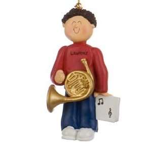  Personalized French Horn Player   Male Christmas Ornament 