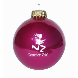  Runner Girl Christmas Ornament (Shiny Pink) Sports 