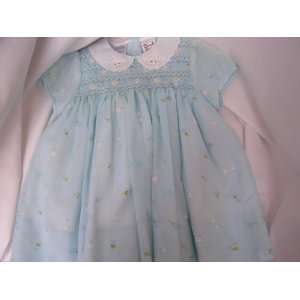  Baby Infant Girl Dress 6 Months ; Hand Smocked Light Blue 
