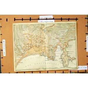  1913 MAP RIVIERA FRANCE PLAN NICE MONTBORON HELENE