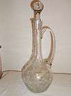 Vintage etched crystal wine decanter with stopper Tuscan/ Romania