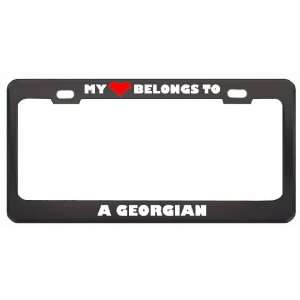 My Heart Belongs To A Georgian Country Flag Nationality Metal License 