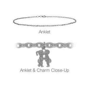  10 Inch Silver Girl & Boy Kissing Charm Flat Cable Anklet 