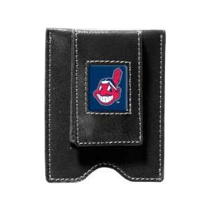  Cleveland Indians Black Leather Money Clip & Card Case 