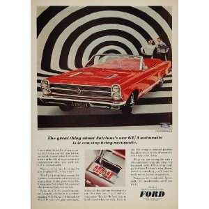 1966 Ad Red Ford Fairlane GT Automatic Convertible Car   Original 