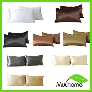 Pair Pillow Cases 100% Mulberry Silk Queen 20x30 Multi Color  