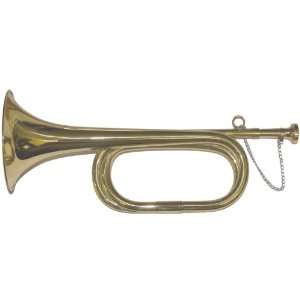  Large Brass Bugle w/ Chain Key of C Musical Instruments