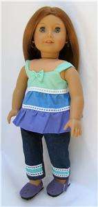 Doll Clothes Ruffled Top and Jeans Outfit Fits American Girl & 18 