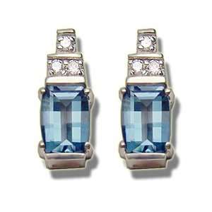  .09 ct 7X5 Barrelcut Blue Topaz Earring Jewelry