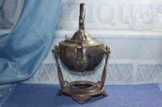 Antique 1800s Southington C. Co Quadruple Plate Tea Pot & Stand 