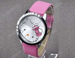 NEW Fashion cute Lovely Kitty Crystal Girls Quartz Wrist Watch  