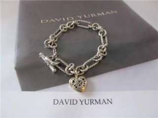 David Yurman Heart Charm Bracelet Sterling Silver  18K Gold