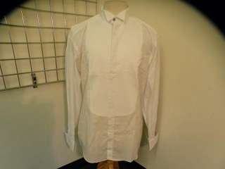 LAZO White Mens Pleated Tuxedo Shirt 15.5/39 NICE  