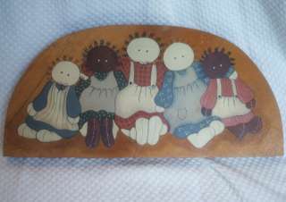 SHABBY PRIMITIVE COUNTRY CHIC RAG DOLL WOOD WALL SIGN PLAQUE AMERICANA 