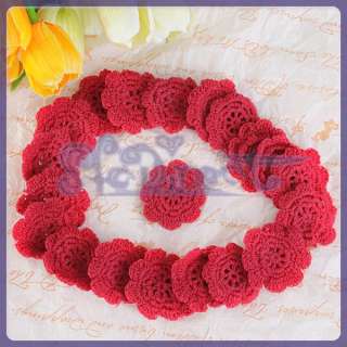   LOT HANDMADE KNIT crochet flower appliques Hair Bow Barrette DIY CRAFT