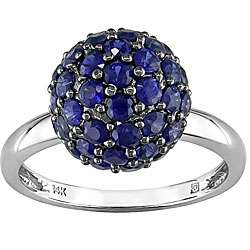 14k White Gold 2 1/2ct Blue Sapphire Ring  