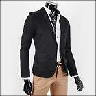 GRAZE) New Mens Casual Slim One Button Blazer Jacket BLACK / XS S M L 