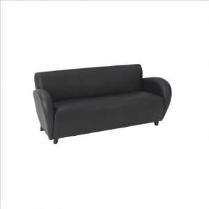 OSP Furniture SL2433 Eleganza   Black Eco Leather Sofa with Mahogany 