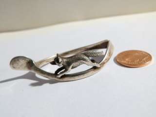   Sterling Silver RUNNING FOX Napkin Holder Ring WISH BONE Shape  