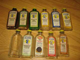 11 Vintage Kitchen Klatter Imitation Flavor Bottles  