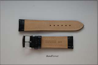 NEW 22mm BLACK GENUINE LEATHER WATCH BAND,STRAP,W/SPEEDPINS AND WHITE 