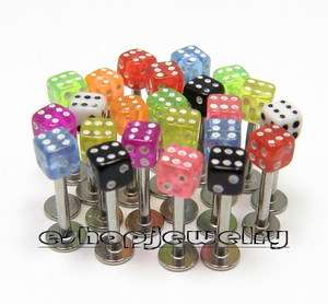   316L Stainless Steel Dice Lip Rings Body Jewelry Piercing Studs Labret