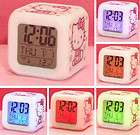 Hello kitty 7Led colorful digital Alarm clock