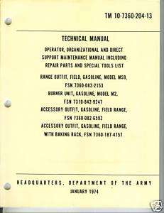Field Range, M59, Burner Unit, M2, Operator and Maint  