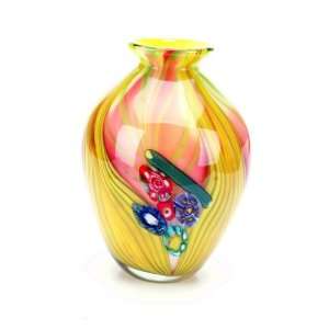   Italian Design Glass Rainbow Millefiori Art Vase Patio, Lawn & Garden