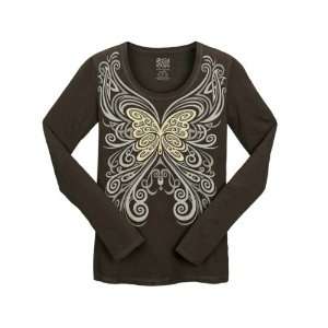  Life Is Good Womens Good Vibes L/S Scroll Butterfly Shirt 