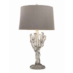  Smoked Ice Smithe Lamp with Silver Silk Shade