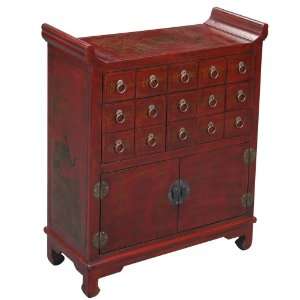 EXP Handmade Oriental furniture 39 Antique Style Red Leather Medicine 